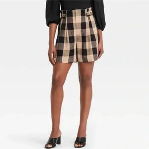 Who What Wear Check High Waist Shorts